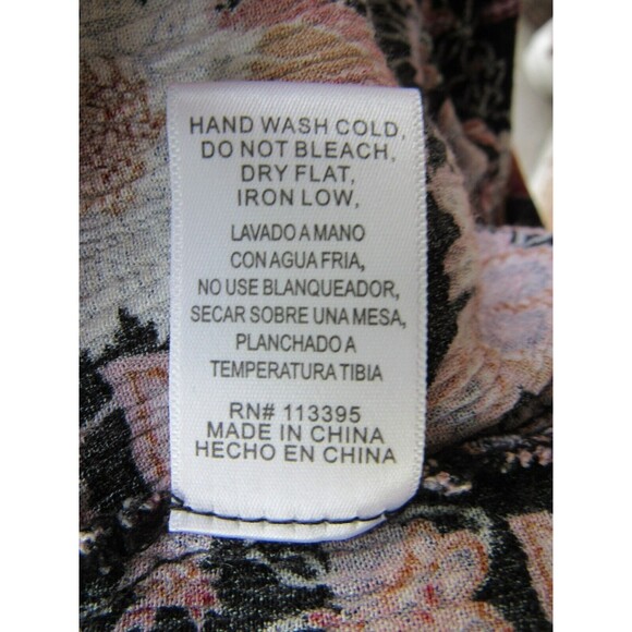 Altar'd State Floral Black Pink Babydoll Boho Mini Dress Bell Sleeve Size XS - Picture 4 of 15